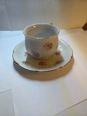 Vintage FTD Extra Touch Pink Rose Tea Cup and Saucer Set Made in Japan
